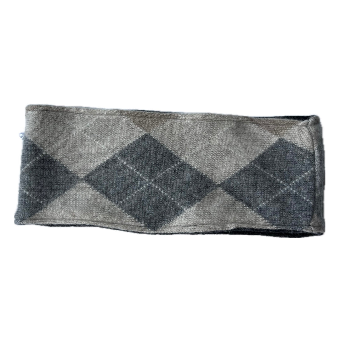 SALE Headband - Shades of Grey Argyle Uneven Stitching - 075