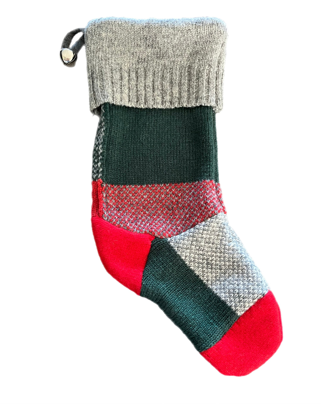 Christmas Stocking - Red, Green & Grey Patchwork