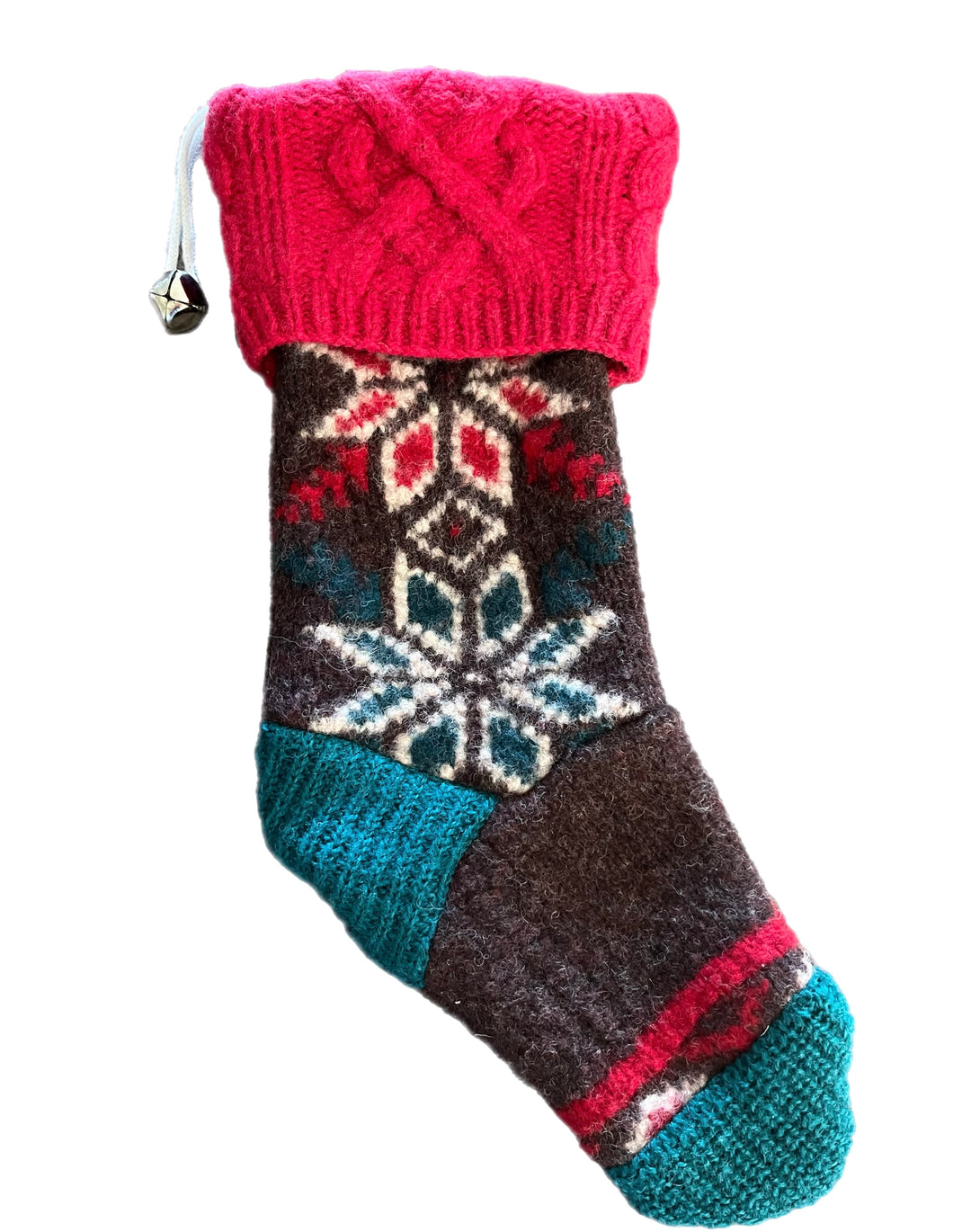 Christmas Stocking - Brown & Red Nordic