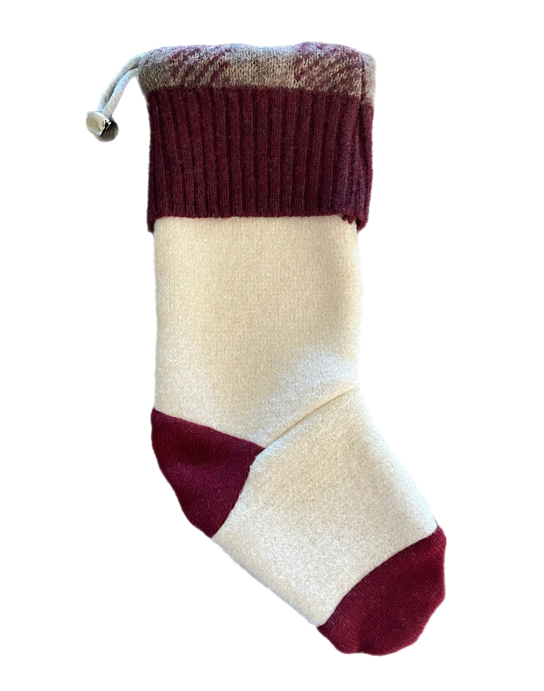 Christmas Stocking - Maroon & Cream