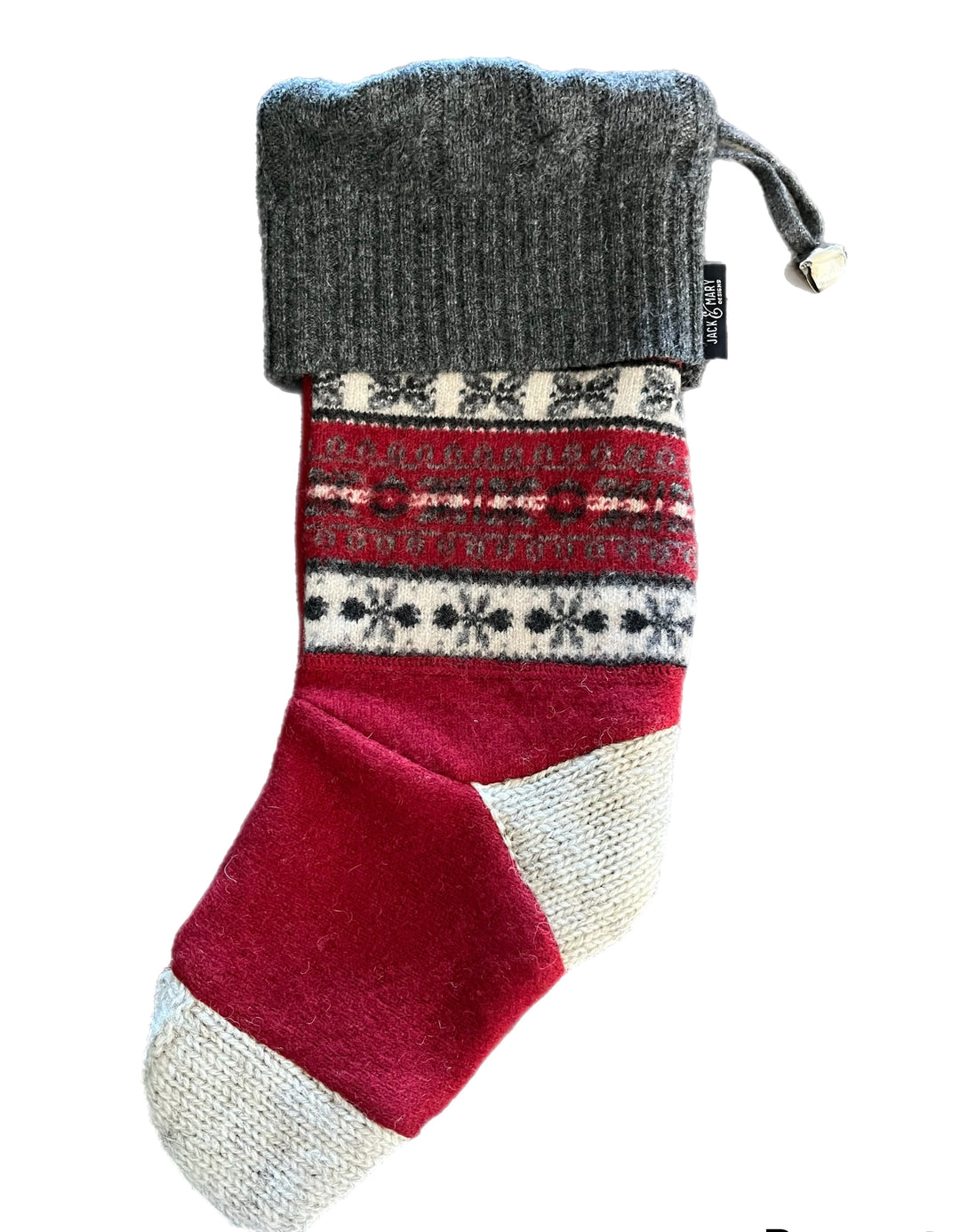 Christmas Stocking - Red & Charcoal Nordic