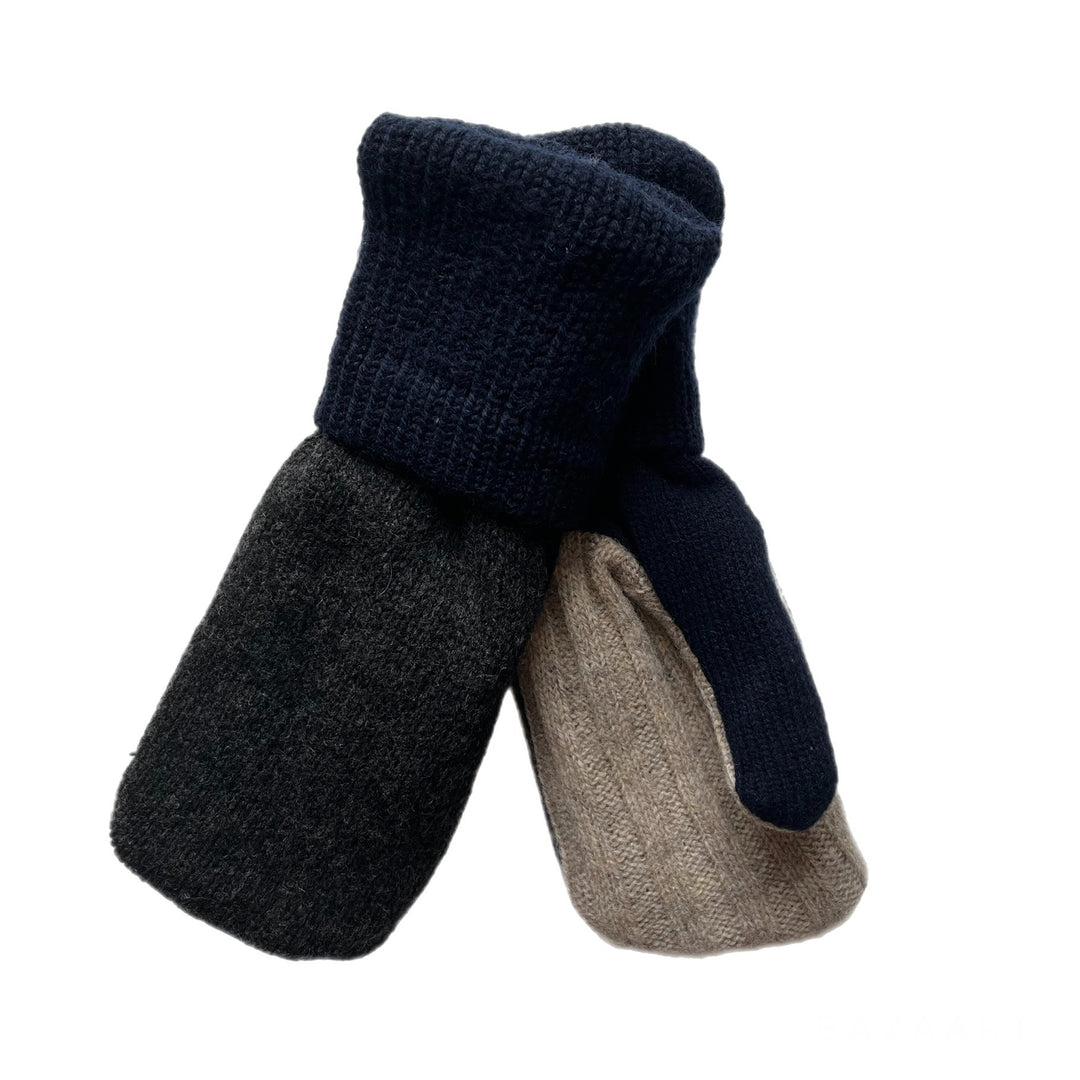 Grey Blue and Beige Mens Mittens