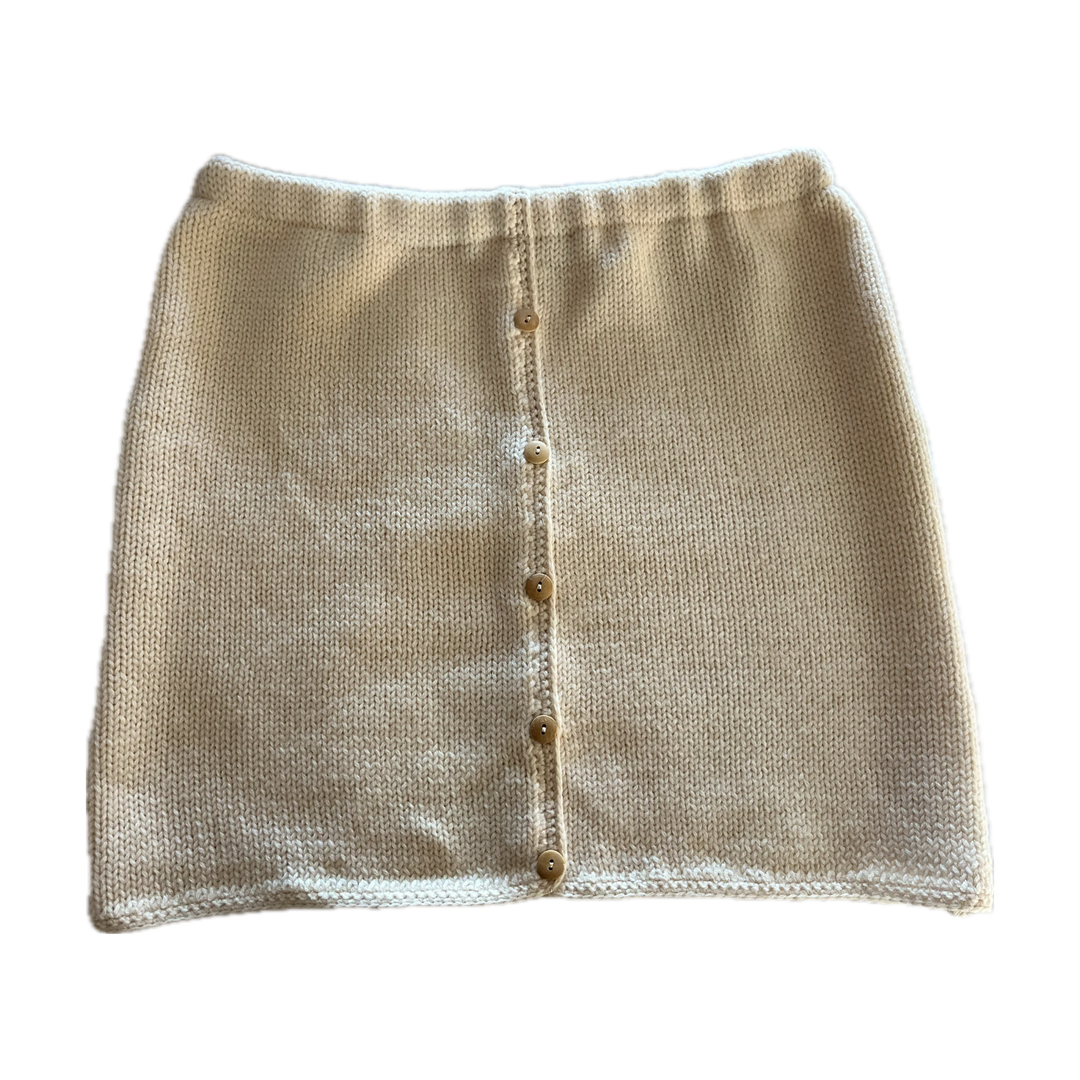 Large Bun Warmer Skirt - Cream Knit with Buttons - 274