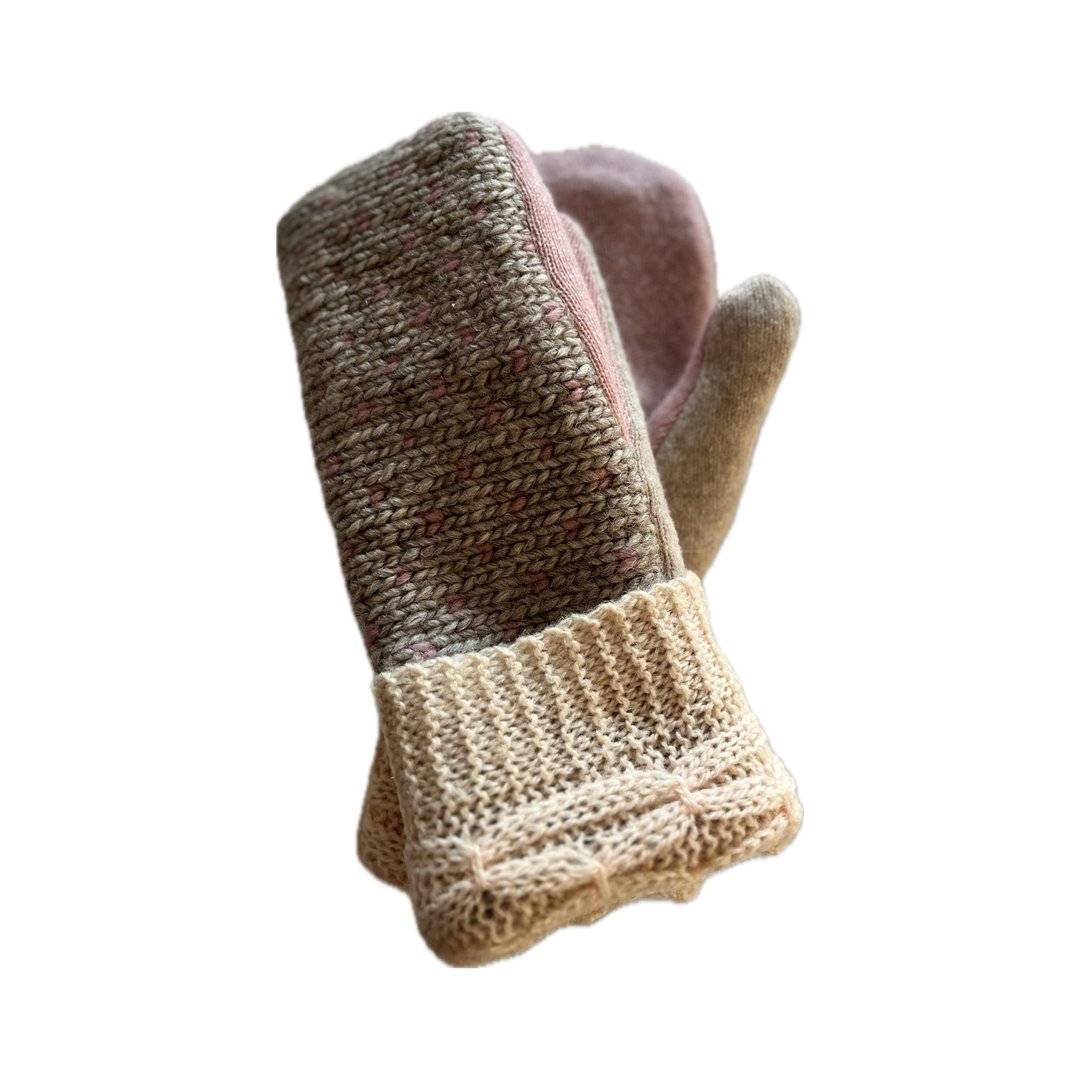 Women's Mittens - Camel Heather & Blush - 1639