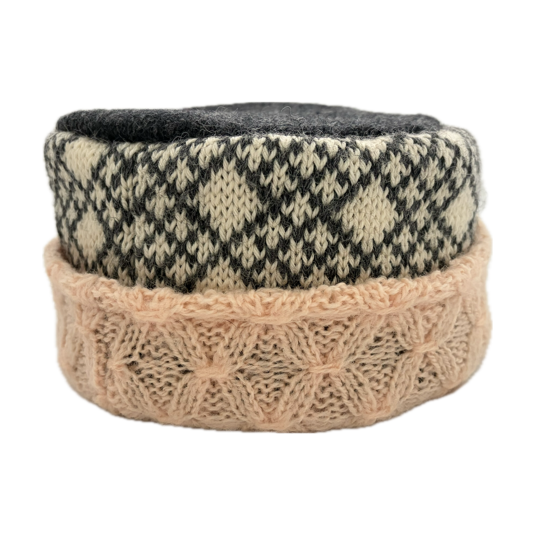 Kids Hat - Light Pink with Grey & Cream Nordic - 176