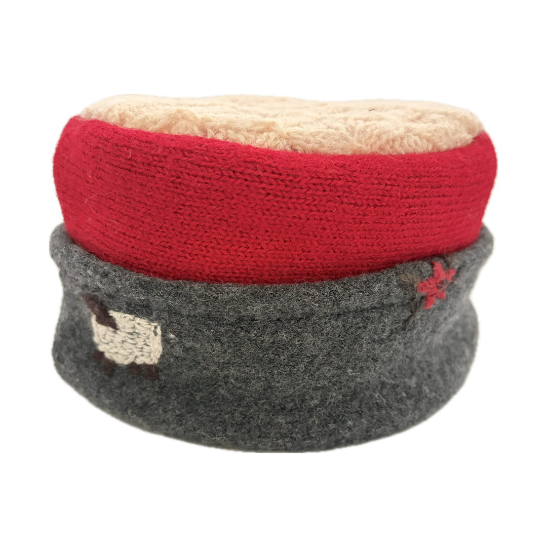 Kids Hat - Red & Grey with Stitching - 177
