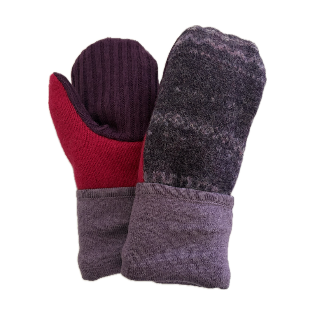 Women's Sherpa Lined Mittens - Shades of Purple Nordic - 002