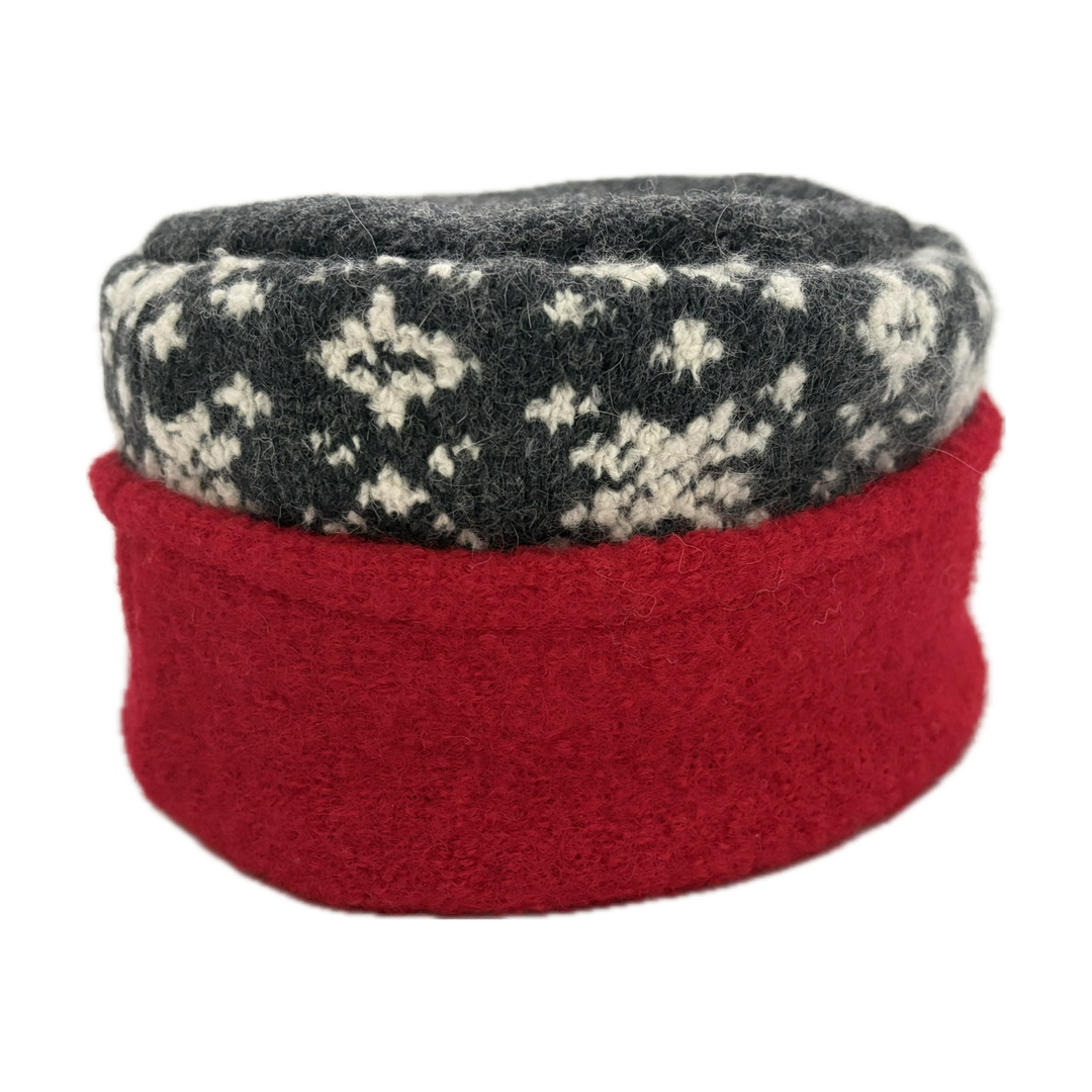 Kids Hat - Cherry Red with Cream & Grey Nordic - 174