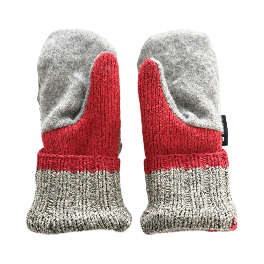 Women's Mittens - Heather Grey & Red Nordic - 1685