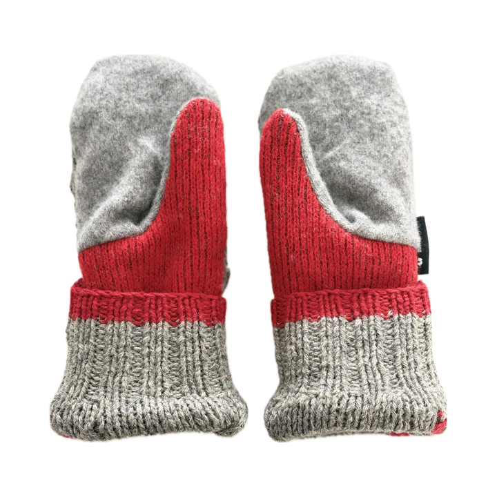 Women's Mittens - Heather Grey & Red Nordic - 1685