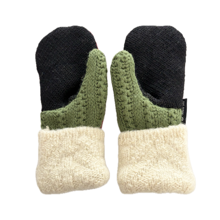 Women's Mittens - Cherry Red with Trees & Plaid - 1686