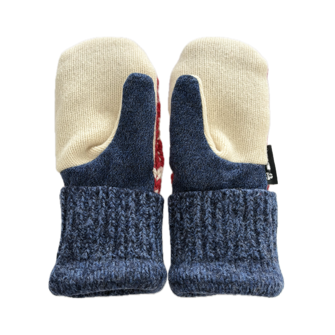 Women's Mittens - Red & Cream & Navy - 1688