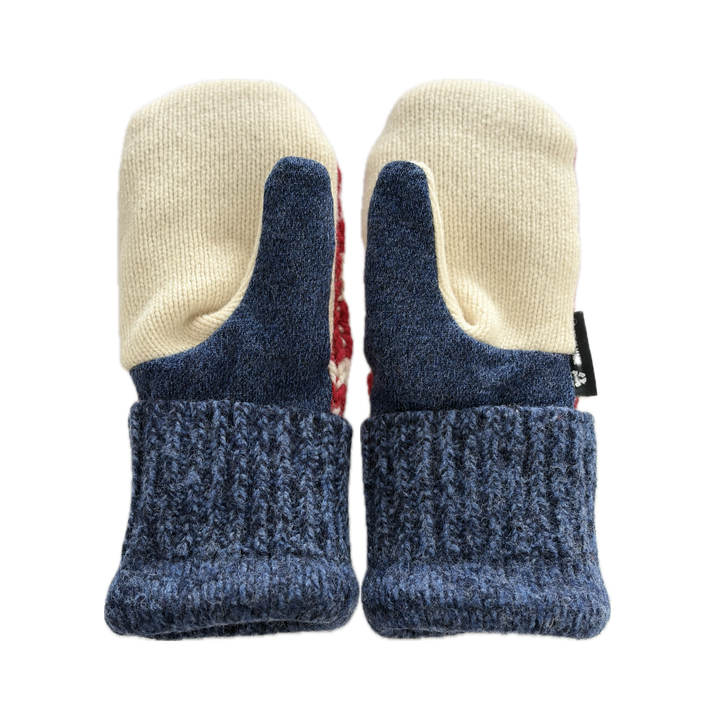 Women's Mittens - Red & Cream & Navy - 1688
