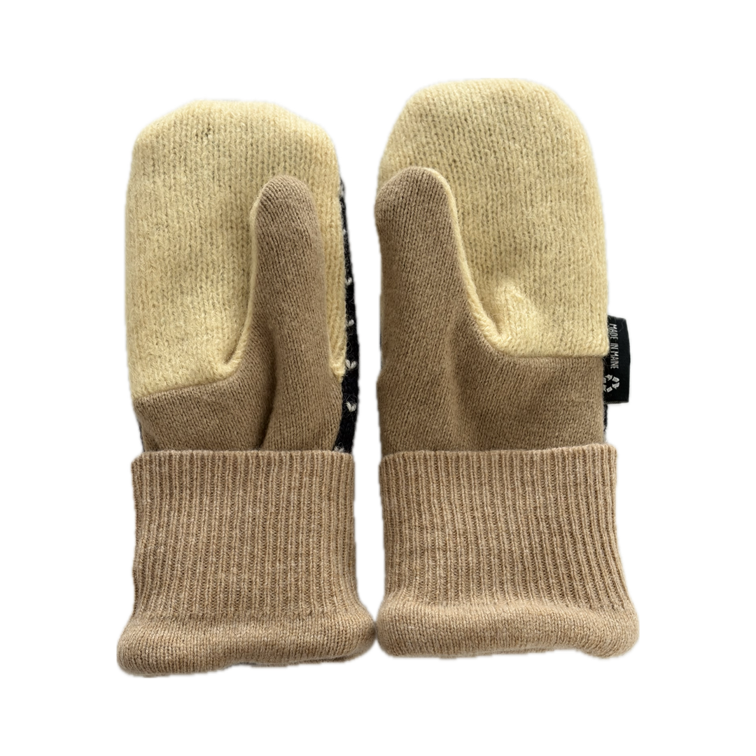 Women's Mittens - Navy, Cream & Camel Nordic with Patch - 1690