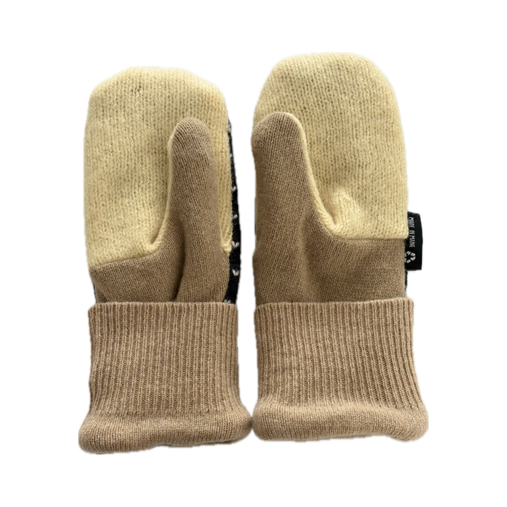 Women's Mittens - Navy, Cream & Camel Nordic with Patch - 1690