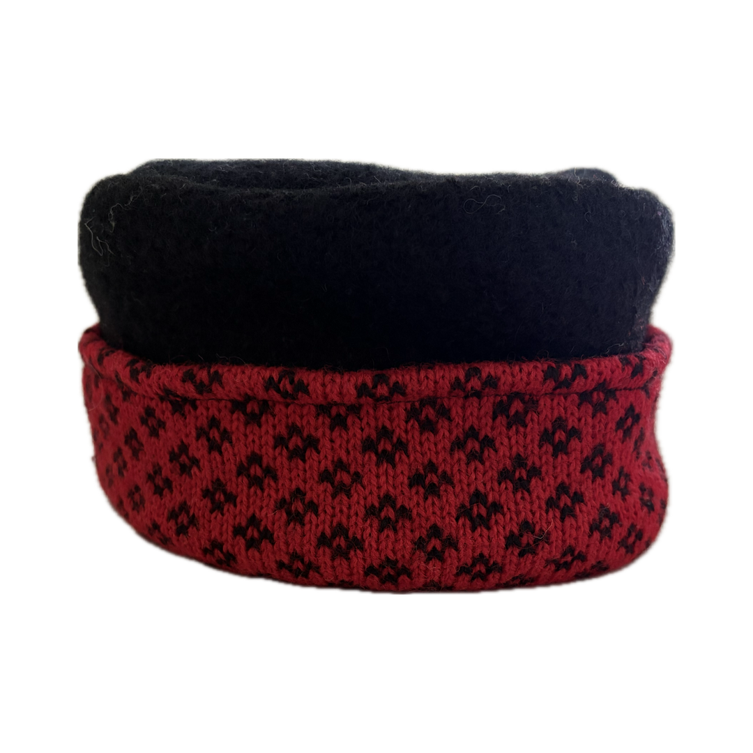 Women's Hat - Black & Red Nordic - 109