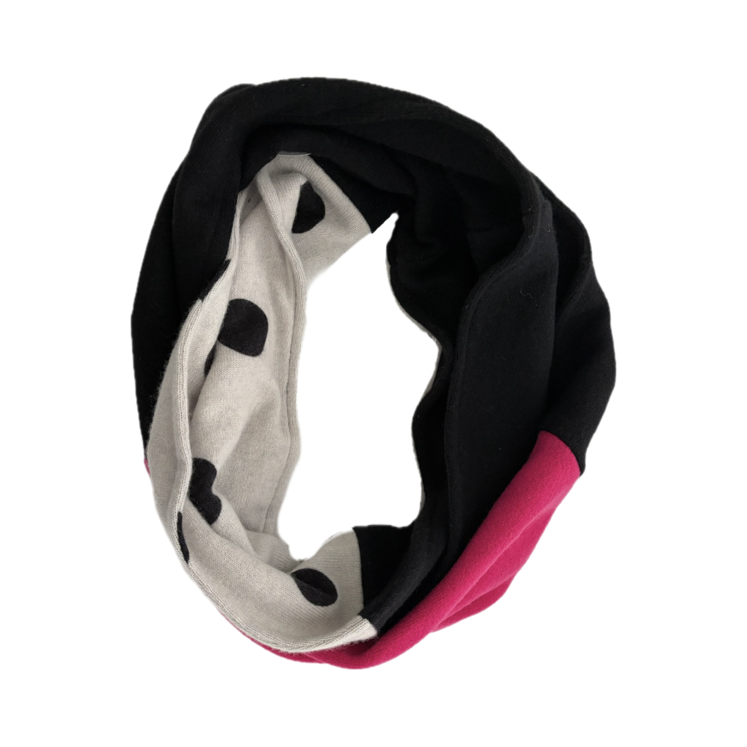 Cashmere Circle Scarf - Pink, Cream & Black Polka Dots - 272
