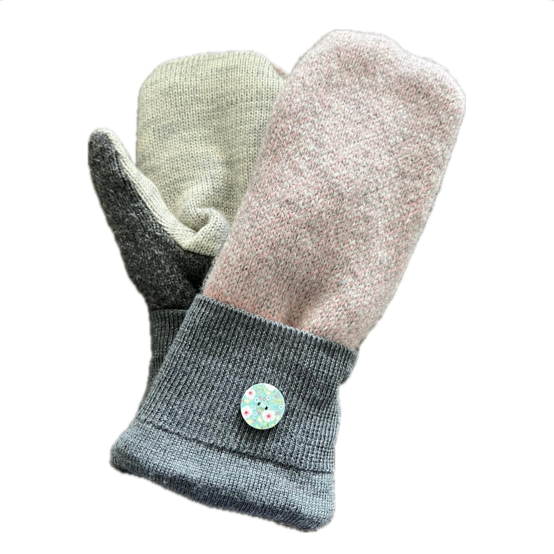 Women's Mittens - Baby Pink & Grey