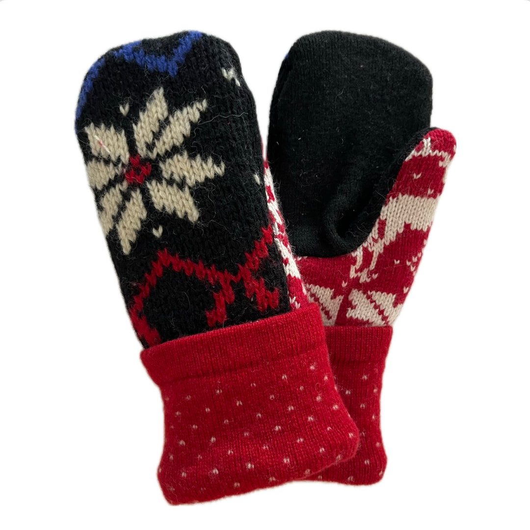 Women's Mittens - Black, Red & Blue Nordic - 1497 M/L