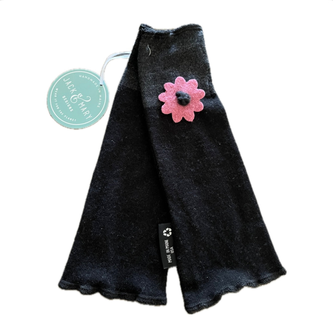 Fit & Flare Fingerless - Black with Hot Pink Flower