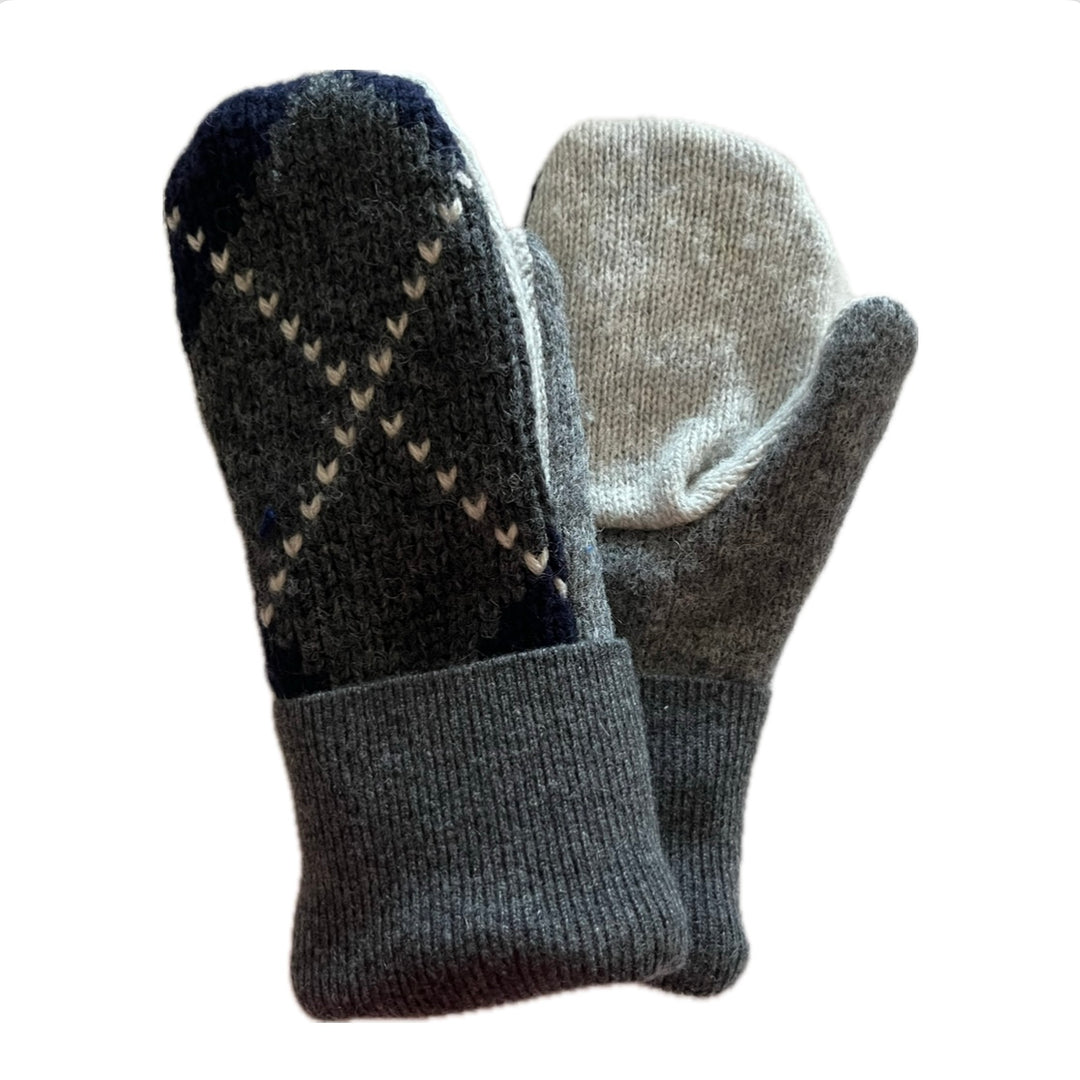 Women's Mittens - Blue & Grey Argyle - 1484 M/L 