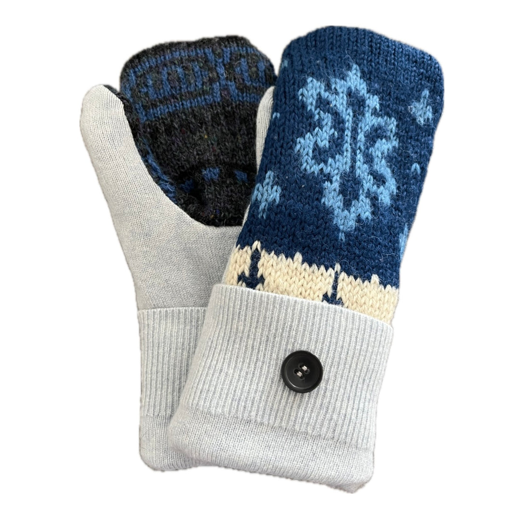 Women's Mittens - Blue & Grey Nordic