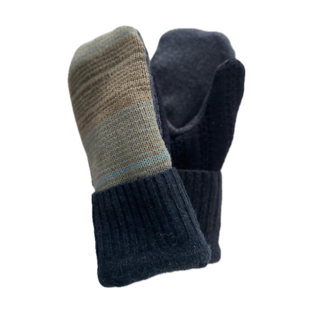 Men's Mittens - Camel & Blue Stripe - 363