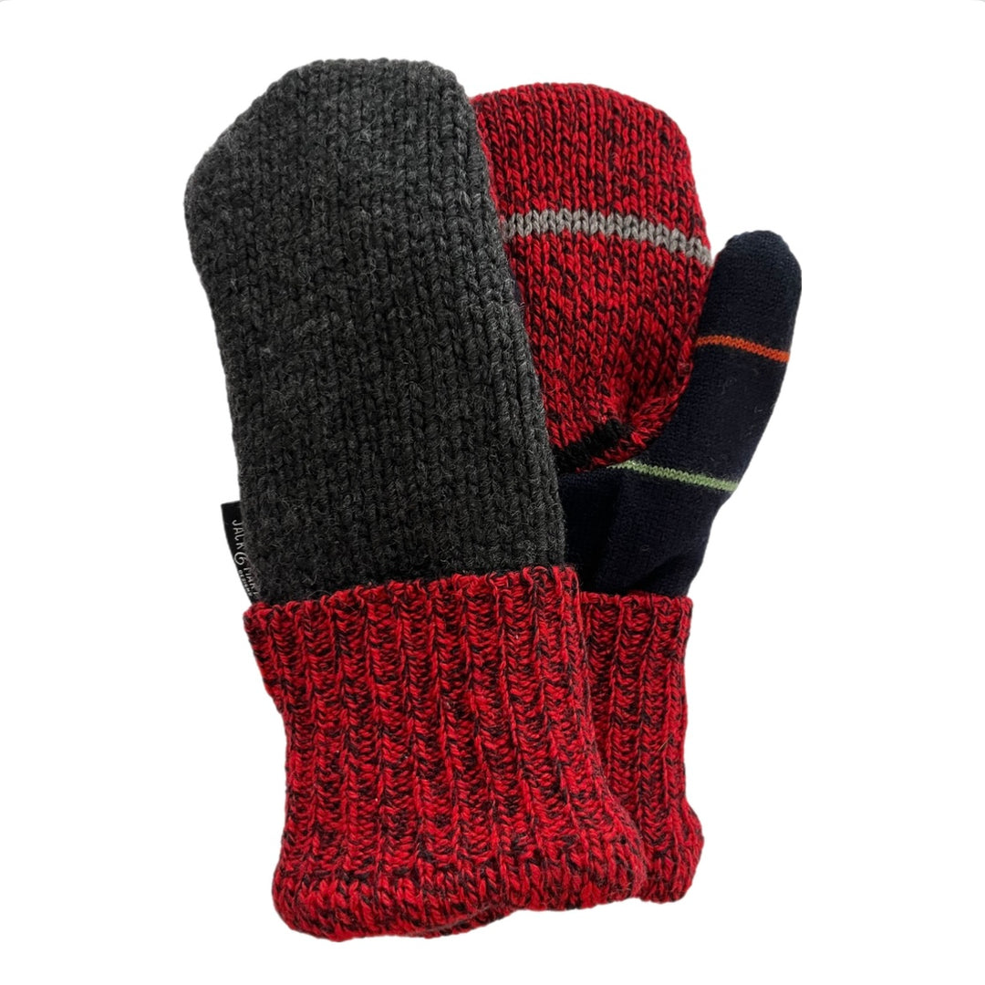 Men's Mittens Charcoal & Cherry Red | 352