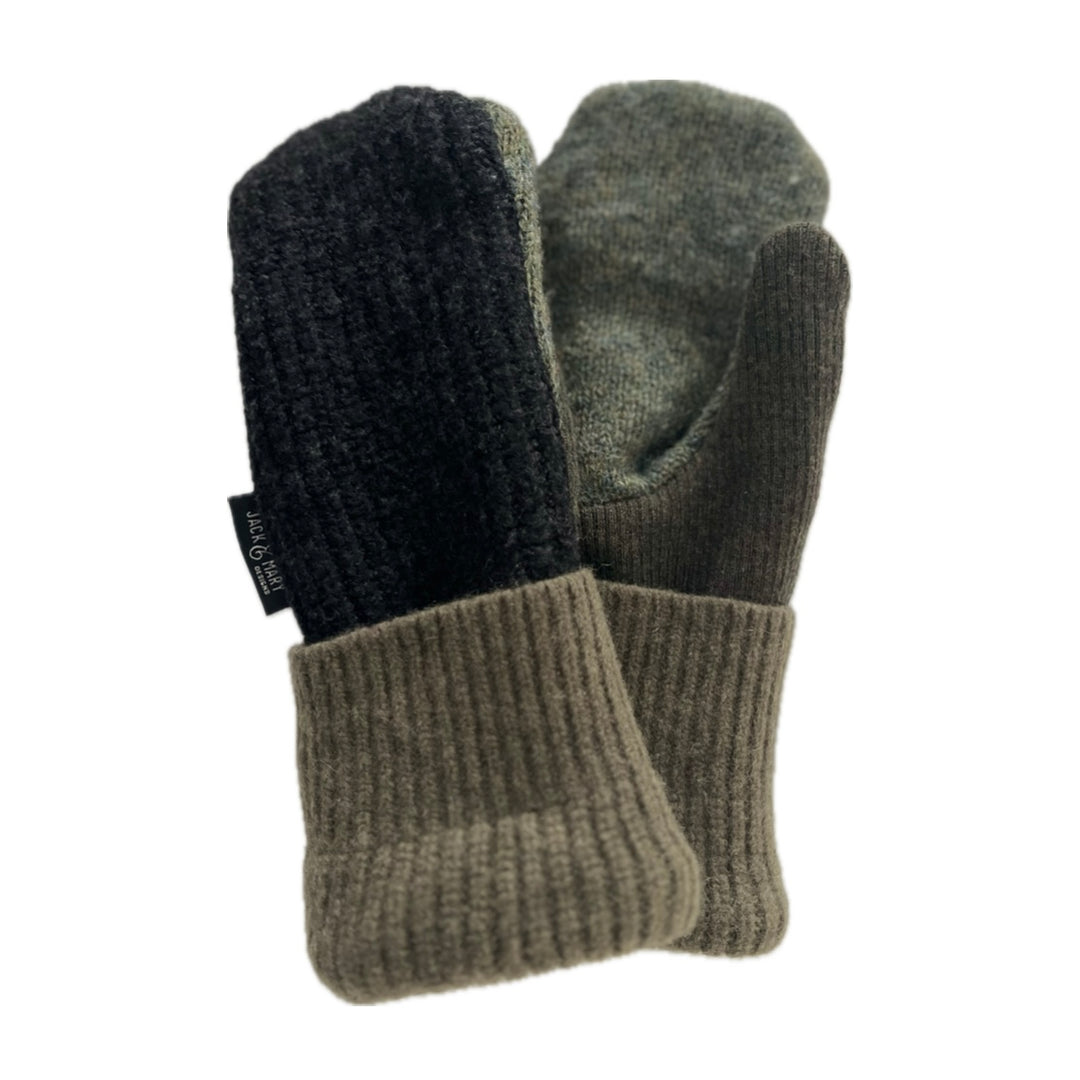 Men's Mittens - Charcoal & Green - 360