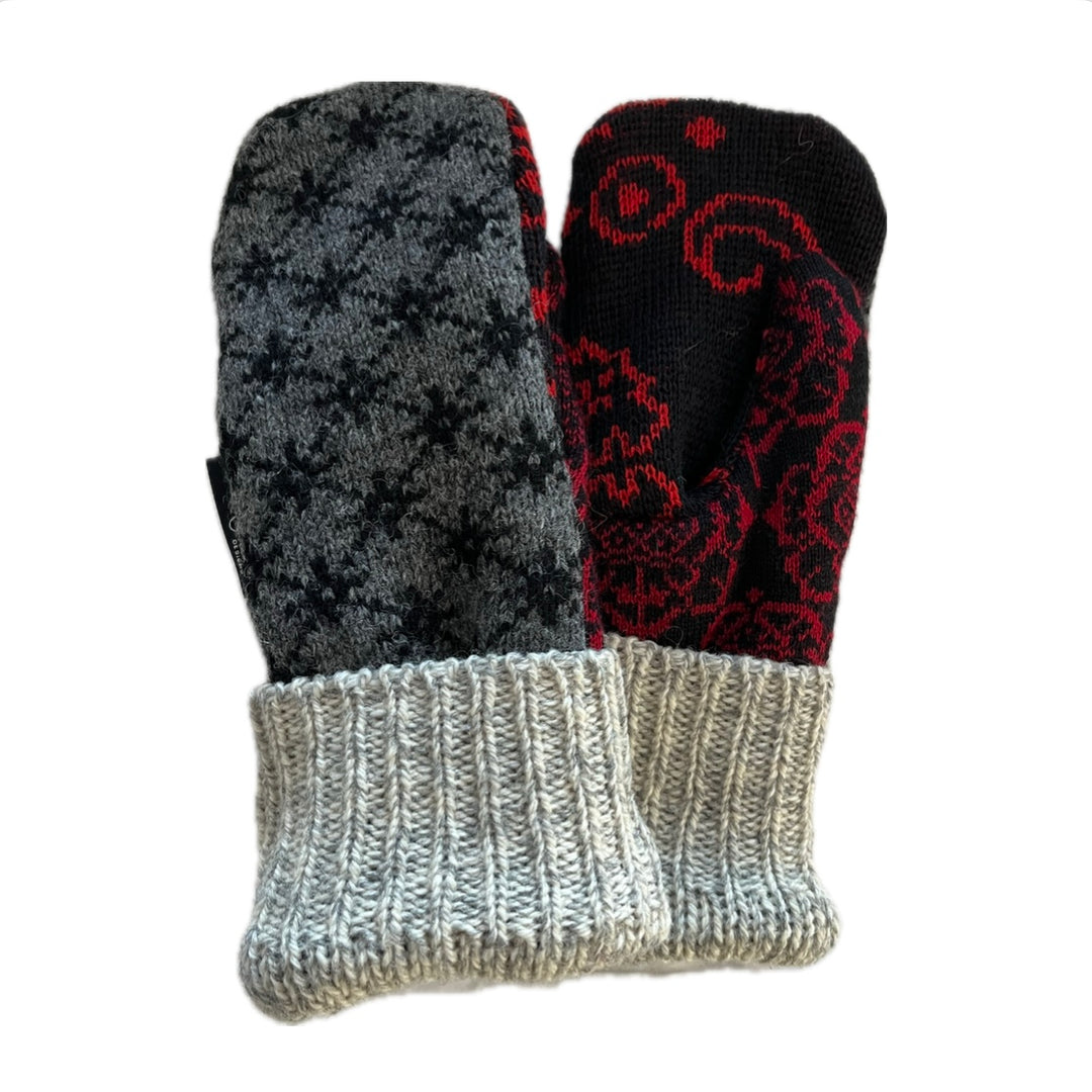 Women's Mittens - Charcoal, Black & Red Nordic - 1533 M/L 