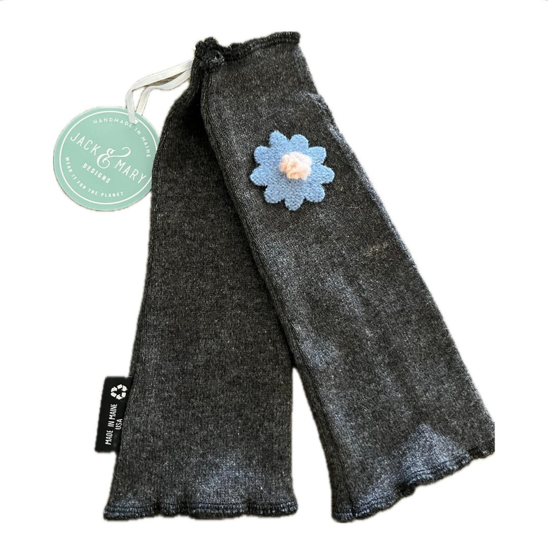 Fit & Flare Fingerless - Charcoal with Blue Flower 