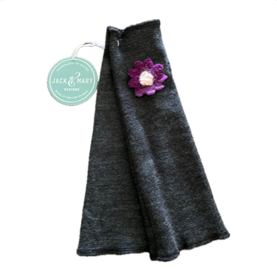 Fit & Flare Fingerless - Charcoal with Magenta Flower