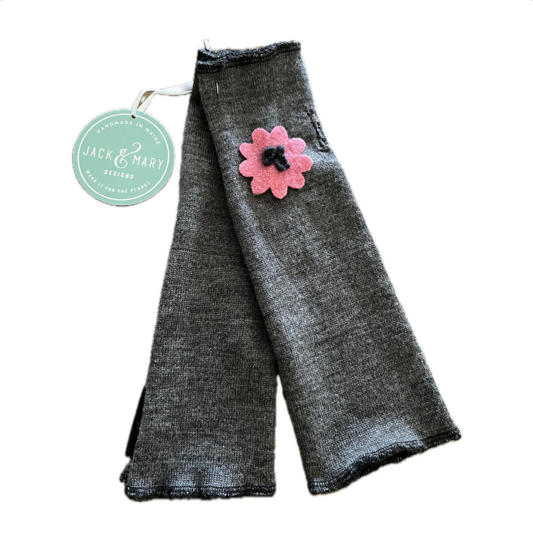 Fit & Flare Fingerless - Charcoal with Pink Flower