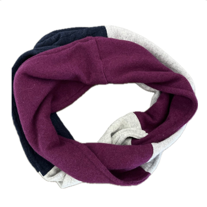 Cashmere Circle Scarf Berry & Grey Small Stitching Repair