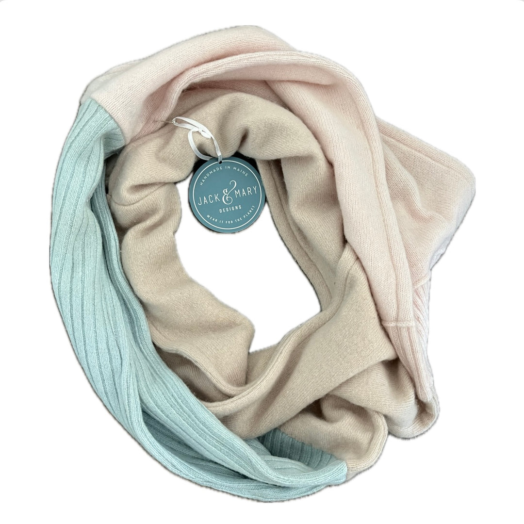 Cashmere Circle Scarf Blush & Baby Blue Small Stain