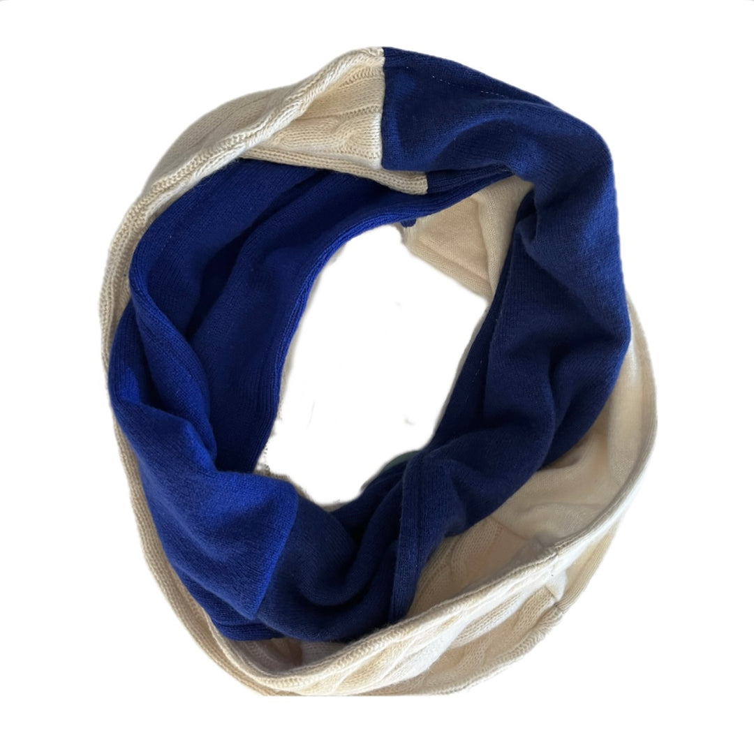 Cashmere Circle Scarf Cream & Blue 253