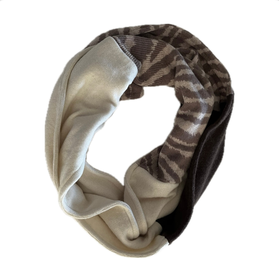 Cashmere Circle Scarf Cream & Brown 228