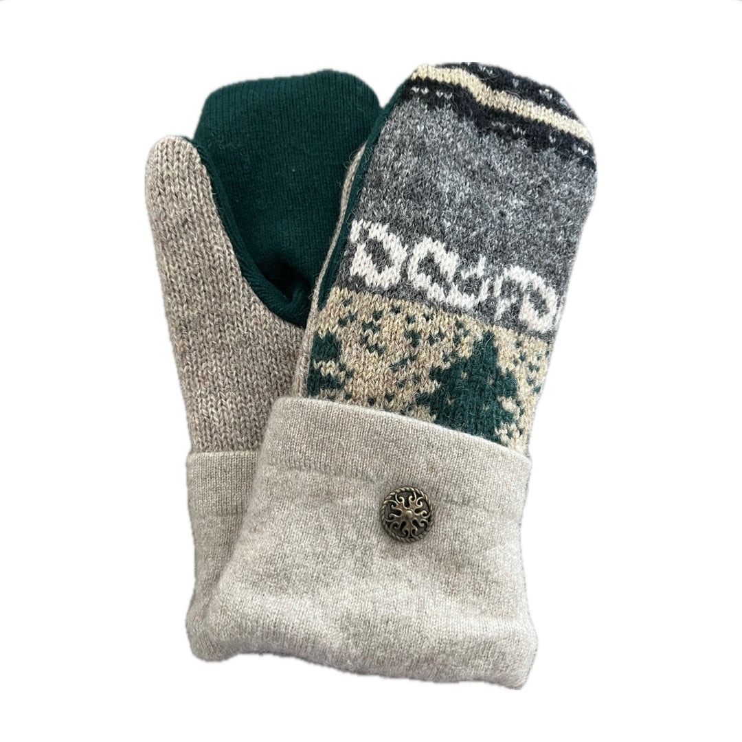 Women's Mittens - Cream & Forest Nordic