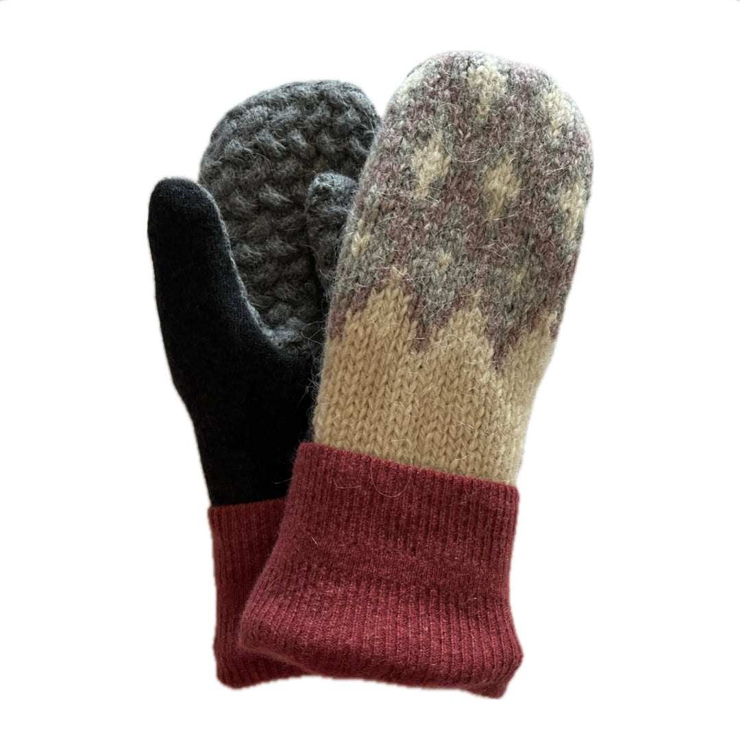 Women's Mittens - Cream & Mauve Nordic - 1468 M/L 