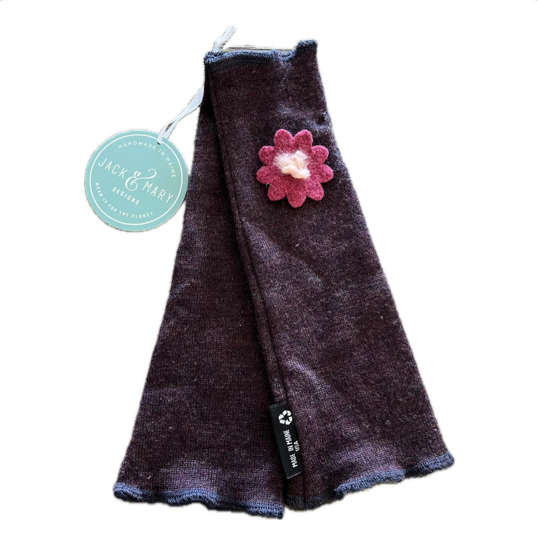 Fit & Flare Fingerless - Deep Purple with Pink Flower 