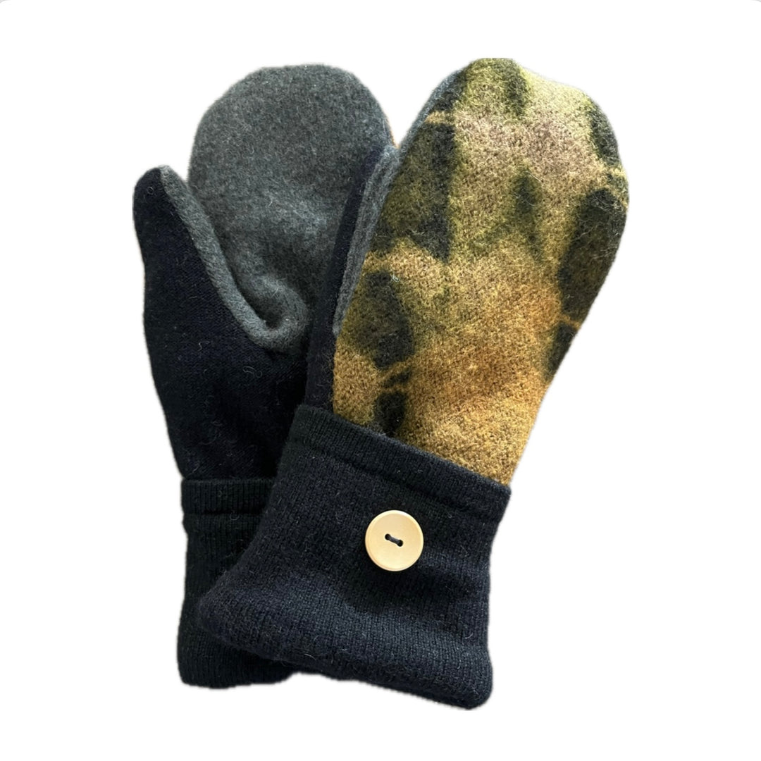 Women's Mittens - Green & Black