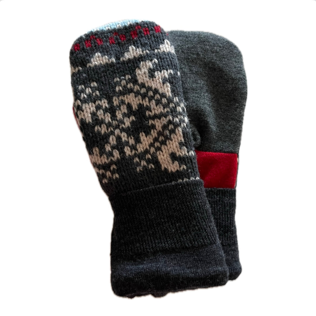 Women's Mittens - Grey & Red Nordic - 1479 M/L 