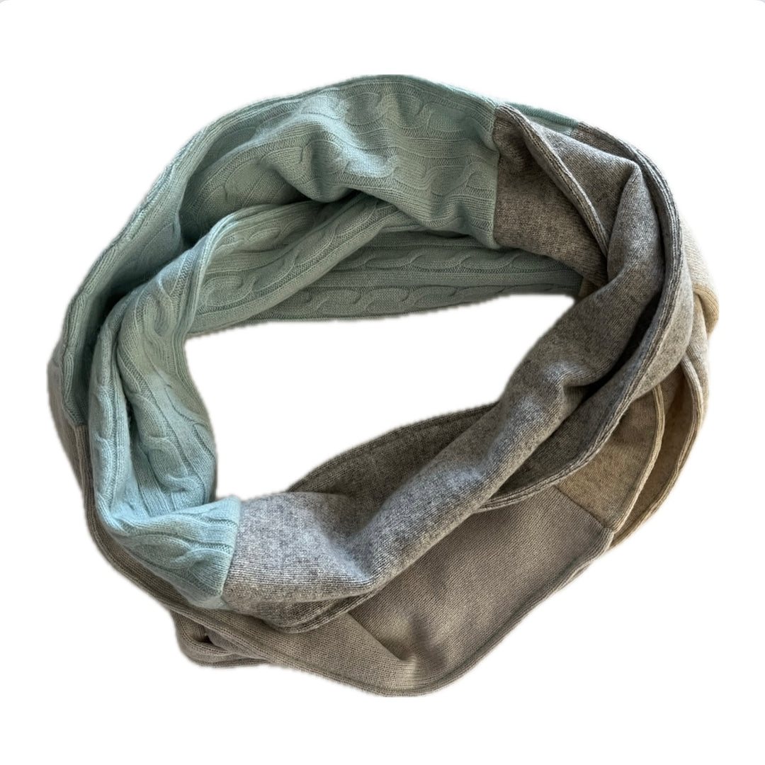 Cashmere Circle Scarf Grey & Light Blue 234