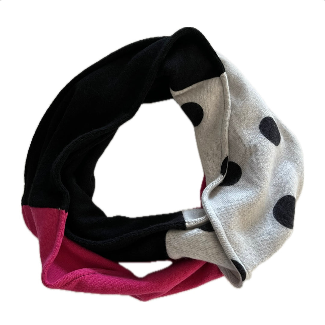 Cashmere Circle Scarf Grey & Pink Polka Dot 235