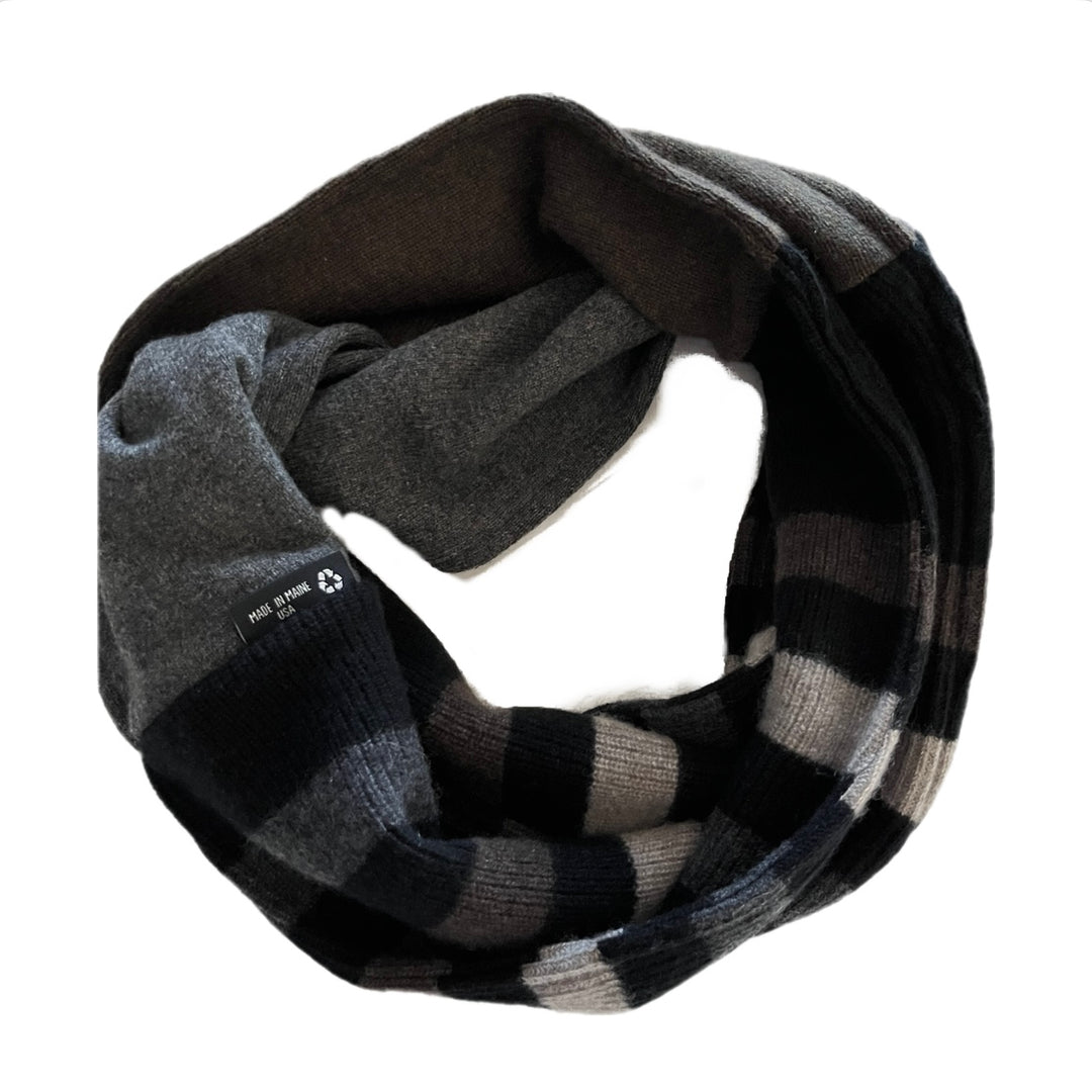 Cashmere Circle Scarf Grey with Stripes 238