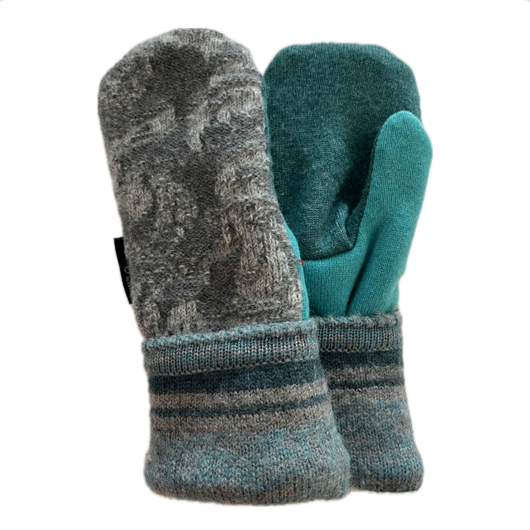 Women's Mittens - Grey & Teal - 1488 M/L