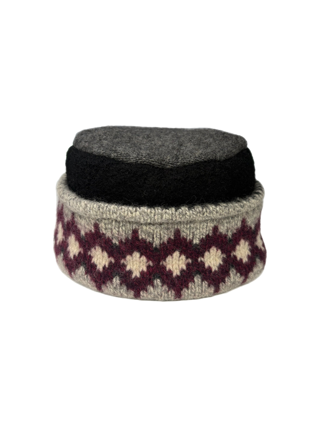 Women's Hat - Grey, Black & Maroon Nordic - 105 | One Size 