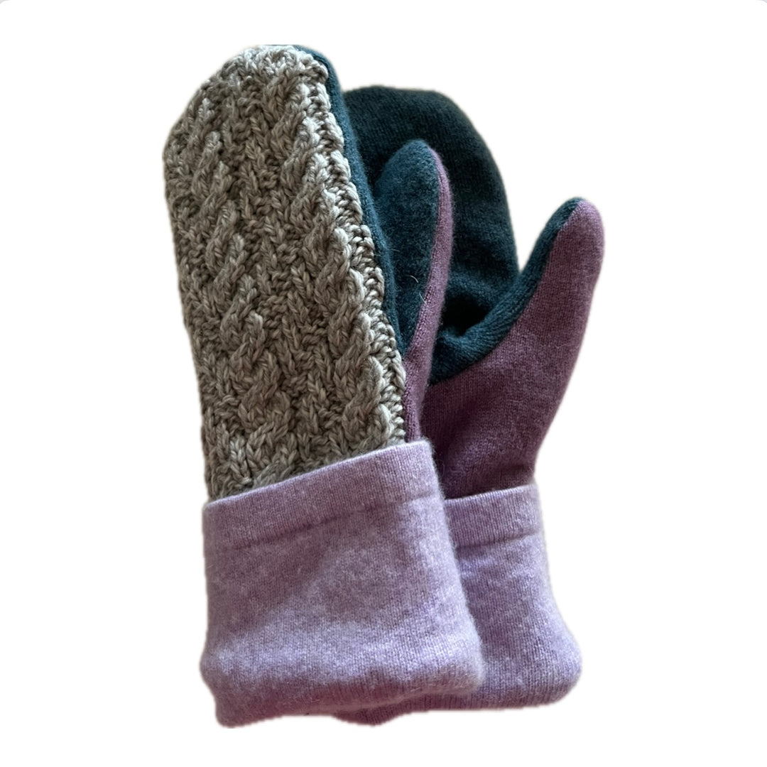 Women's Mittens - Grey, Purple & Teal - 1485 M/L