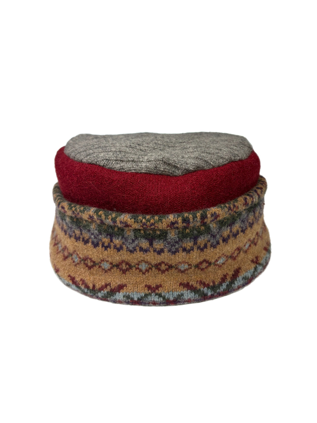 Women's Hat - Grey, Red & Pale Yellow Nordic - 103 | One Size