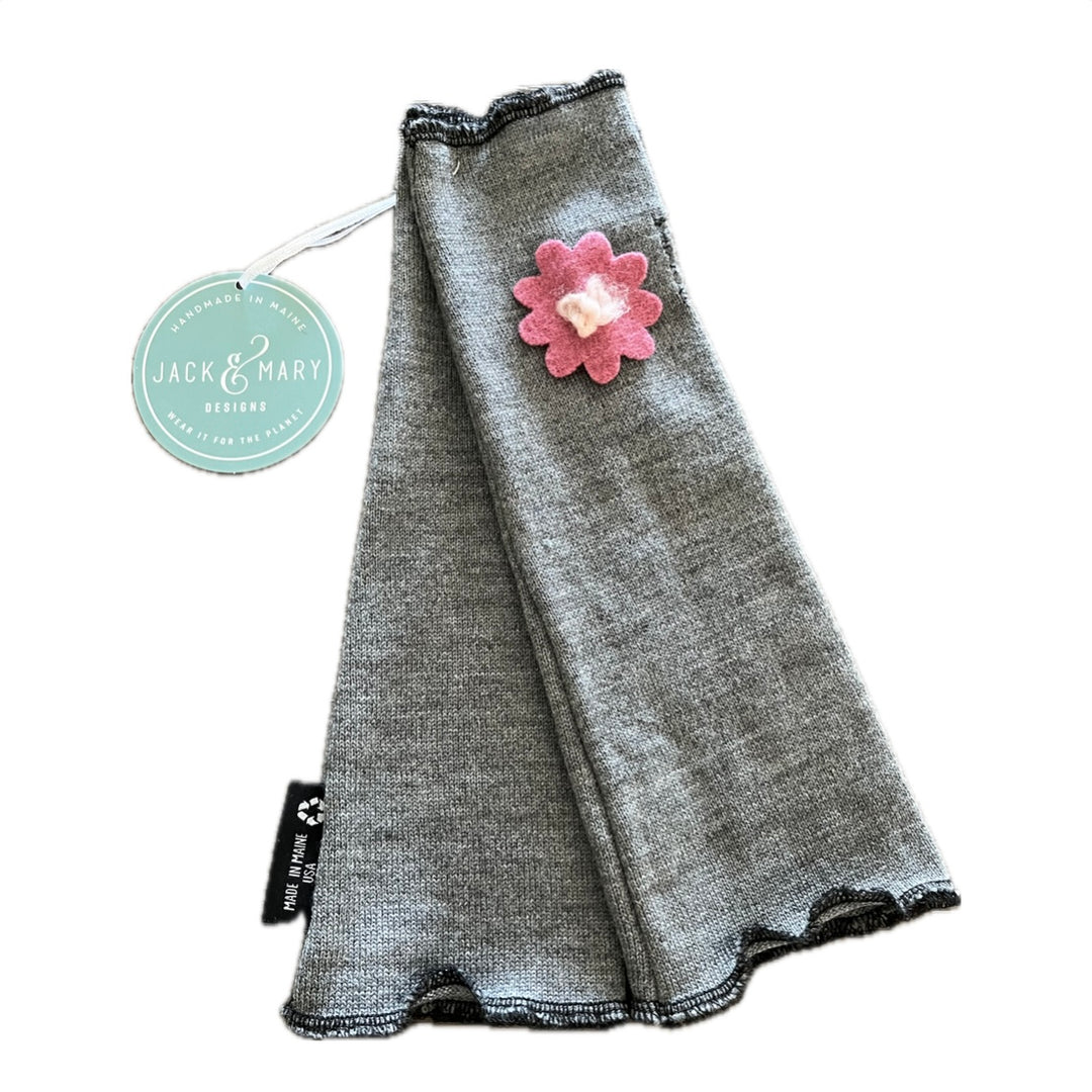 Fit & Flare Fingerless - Heather Grey with Pink Flower